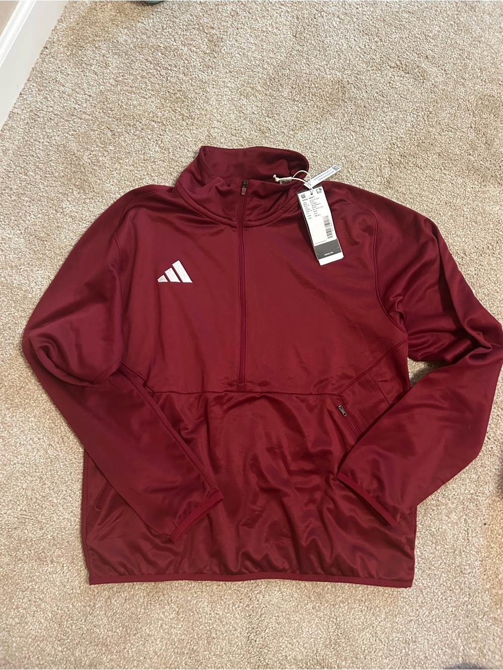 Adidas Women’s Maroon Quarter-Zip Training Pullover